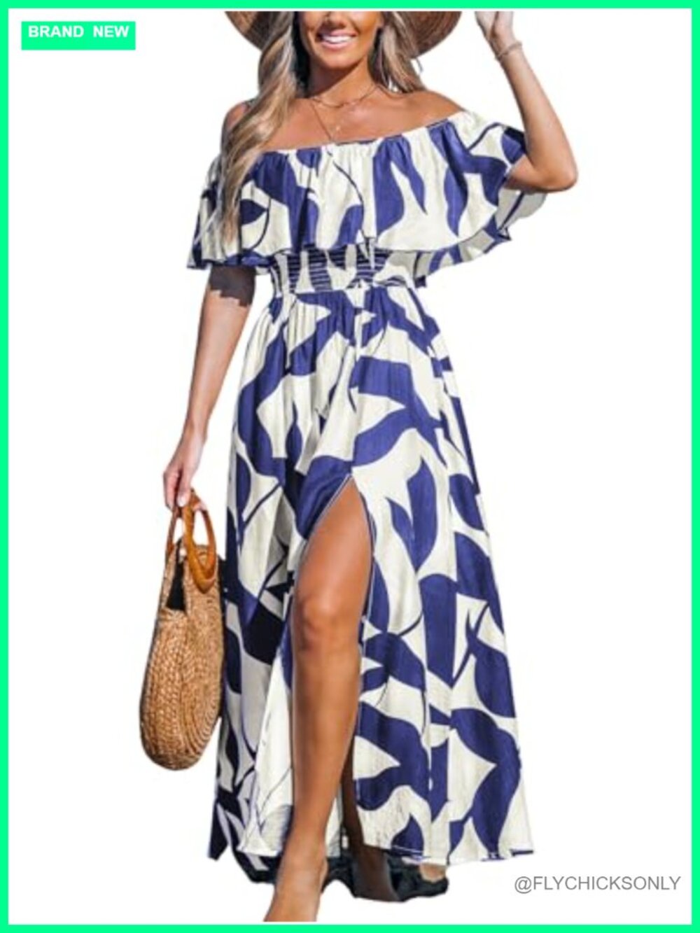 Ruffle Floral Maxi Dress Off Shoulder Backless Beach Sundress